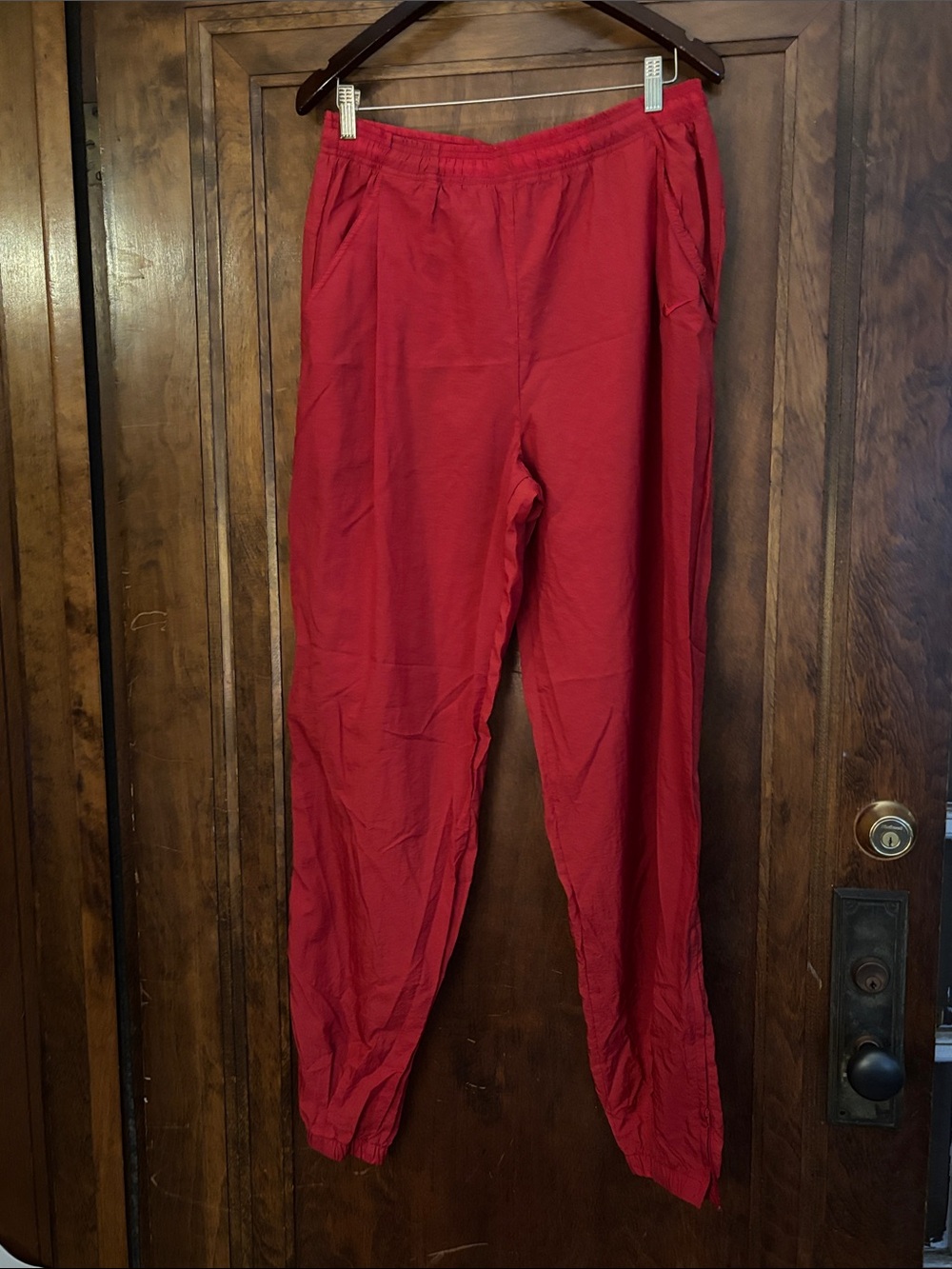 Nike Red Elastic-Waist Track Pants